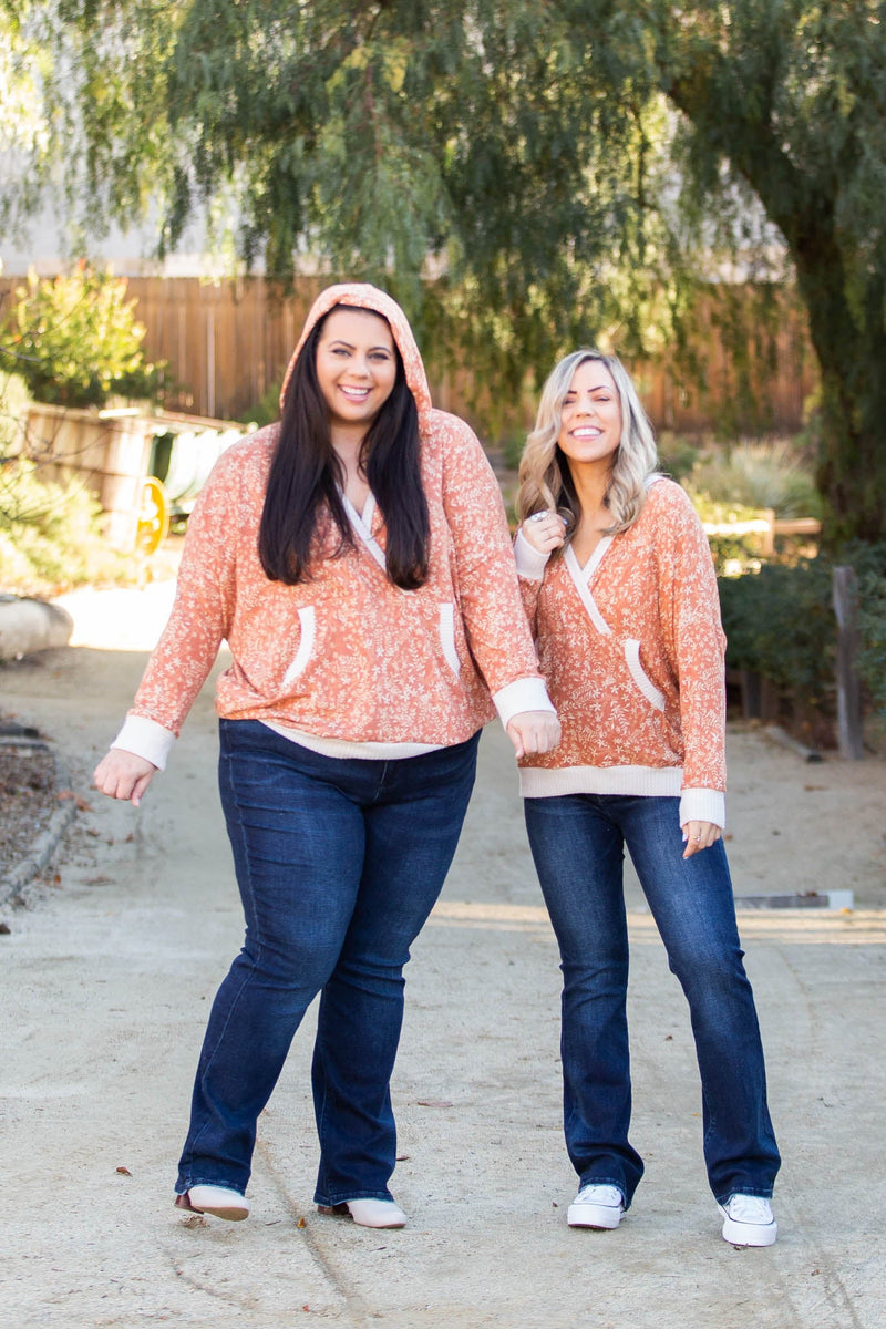 Rustic Floral Knit Hoodie