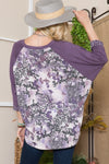 Floral Contrast Raglan Sleeve Top