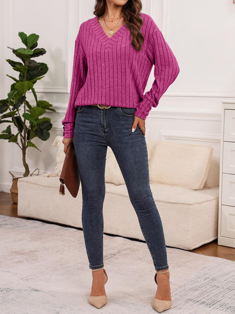 Haven Ribbed V-Neck Long Sleeve