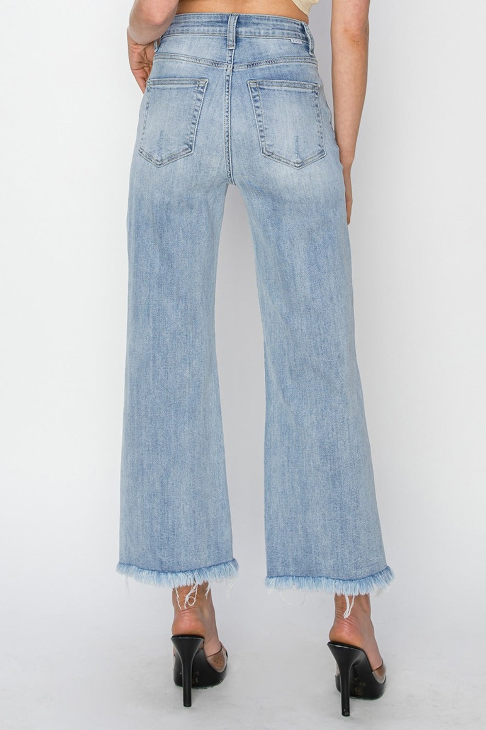 Jensen High Rise Crop Wide Fray Hem Jeans by RISEN