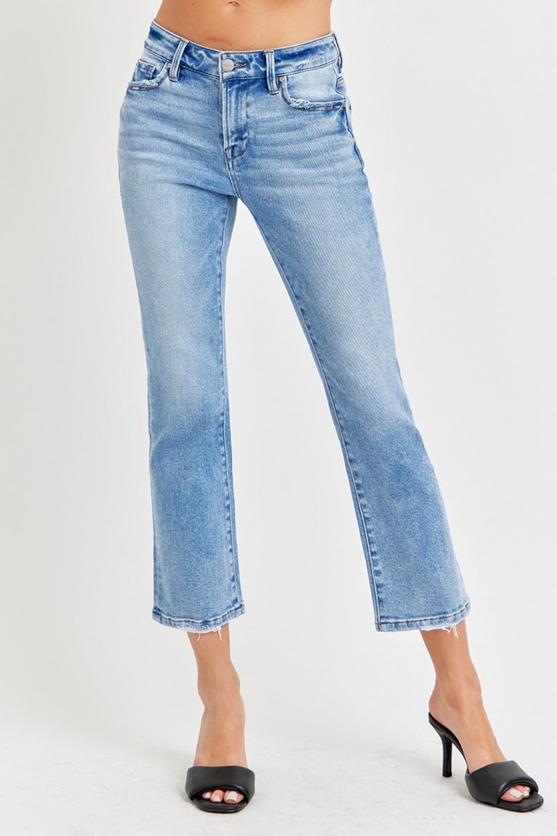 Natalie Low Rise Crop Slim Straight Jeans by RISEN