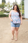 Periwinkle Blooms Ruffled Tank