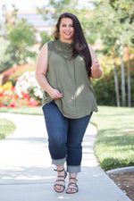 Boho Charm Sleeveless Top in Olive