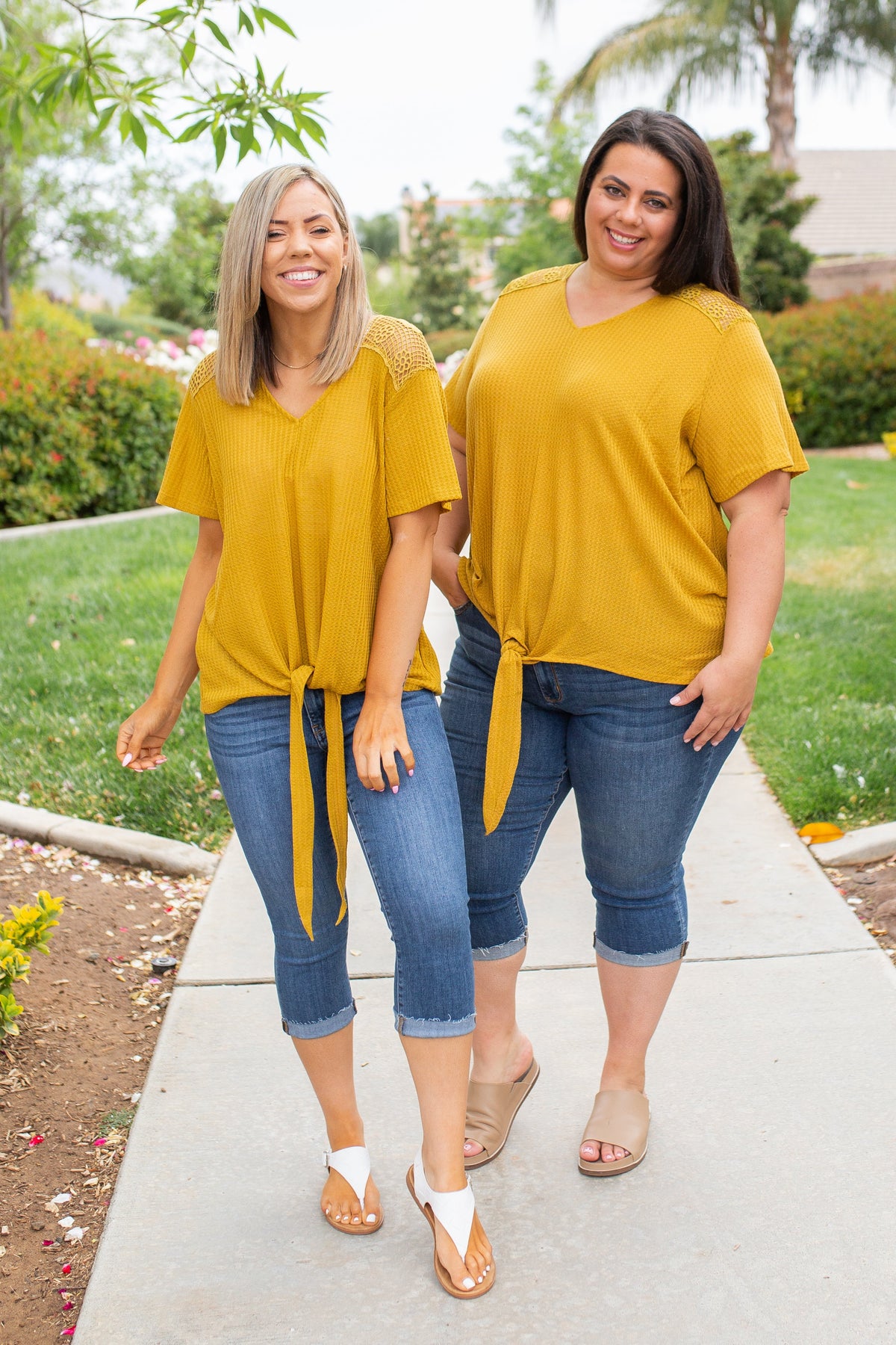 Spirited Front Tie Top in Mustard