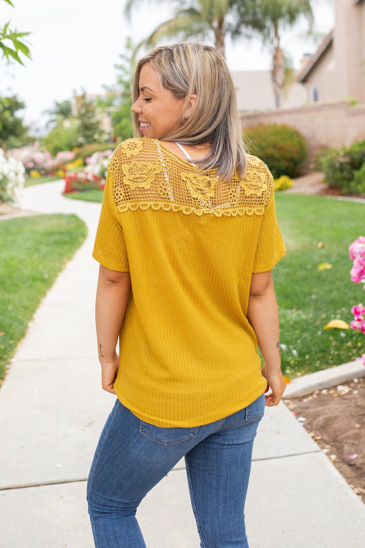 Spirited Front Tie Top in Mustard