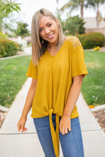 Spirited Front Tie Top in Mustard