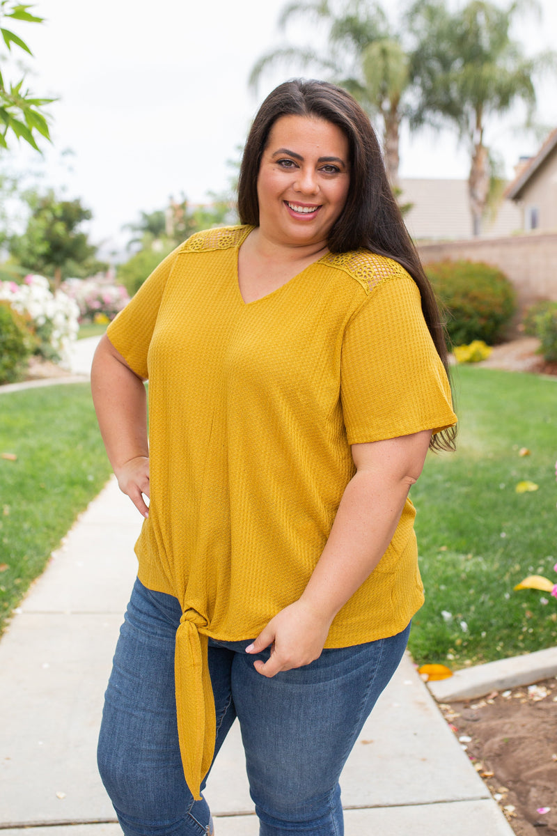 Spirited Front Tie Top in Mustard