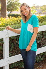 Turquoise & Lace Boyfriend Tee