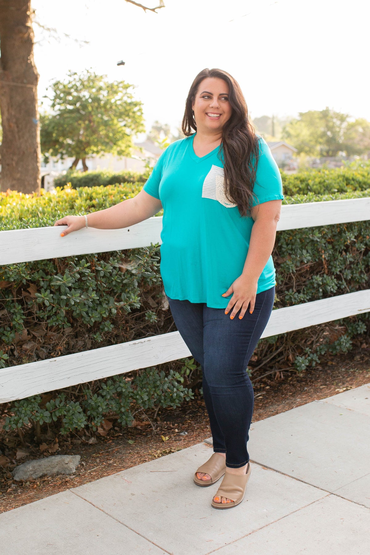 Turquoise & Lace Boyfriend Tee