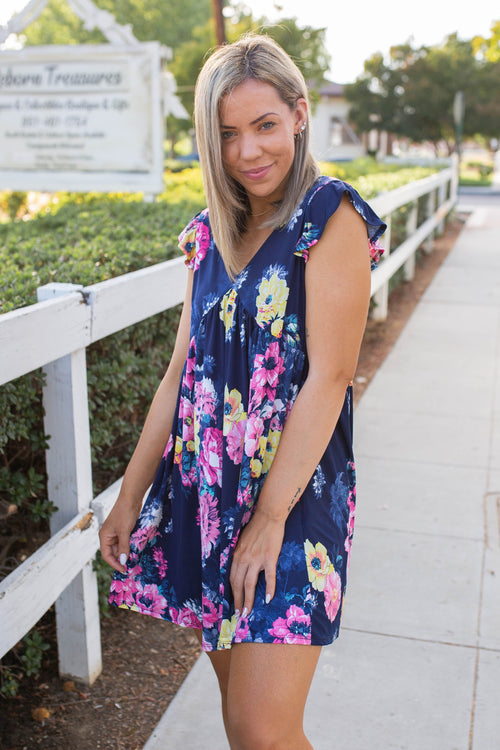 Navy Blooms Summer Dress