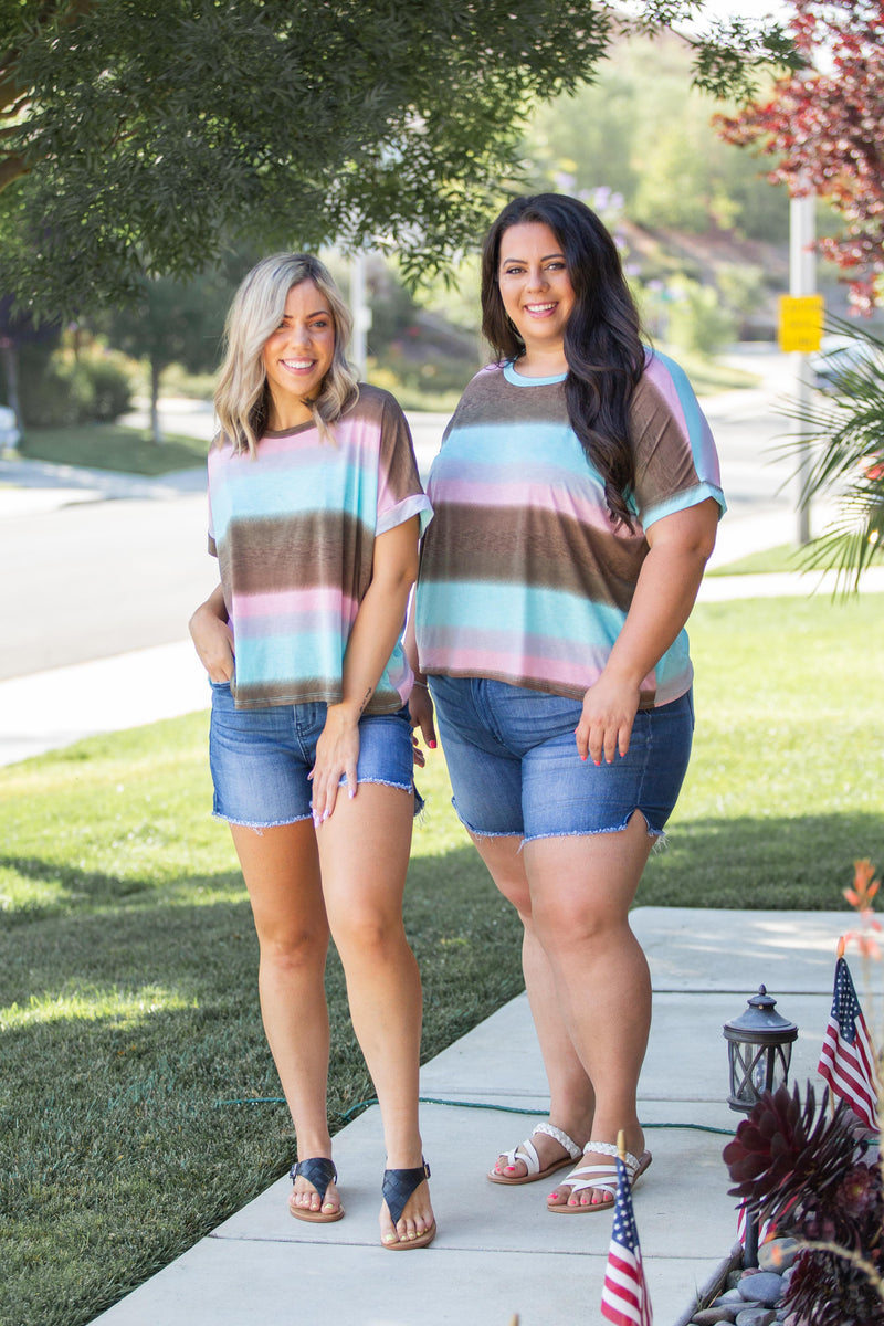 Gradiently Striped Boxy Tee