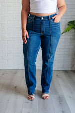 Campbell High Rise Center Seam Detail Straight Judy Blue Jeans