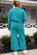Violet Textured Long Sleeve Top and Drawstring Pants Set