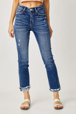 Jenna RISEN High-Rise Frayed Cuffed Straight Jeans