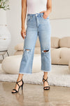 Taylor Tummy Control High Waist Raw Hem Distressed Risen Jeans