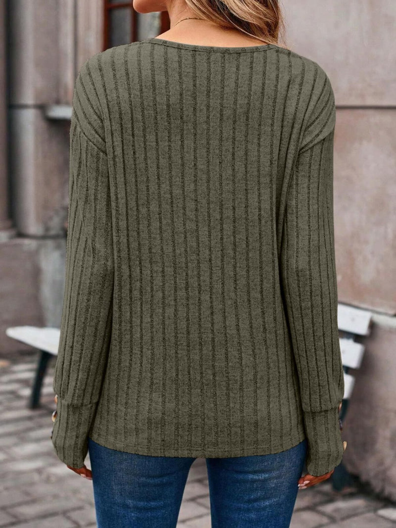 Haven Ribbed V-Neck Long Sleeve