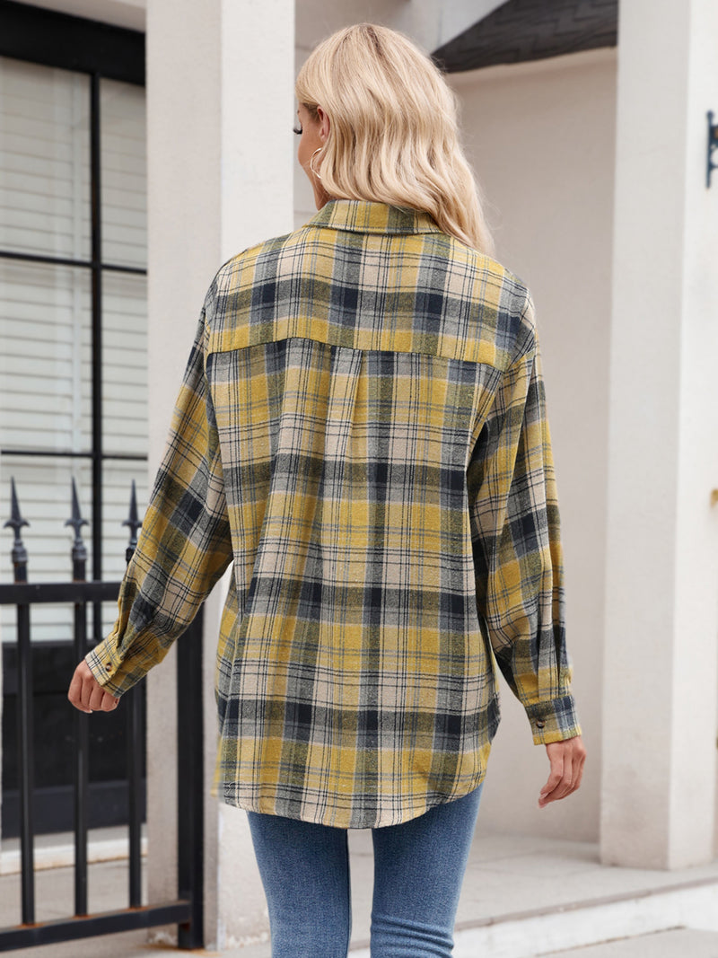 Gemma Pocketed Plaid Long Sleeve Shirt