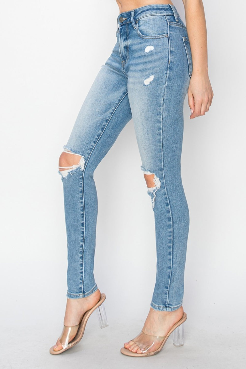 Margot RISEN High Rise Knee Distressed Skinny Jeans