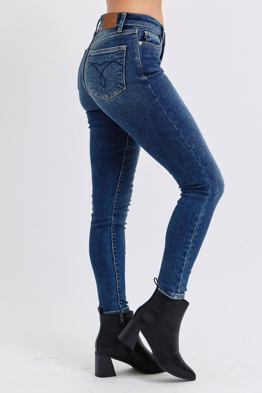 Matilda Mid-Rise Waist Skinny Judy Blue Jeans with Thermal Lining