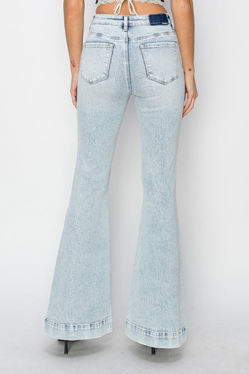 Mariah RISEN High Rise Front Patch Pocket Flare Jeans