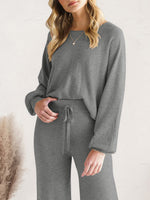 Maddie Long Sleeve Lounge Top and Drawstring Pants Set