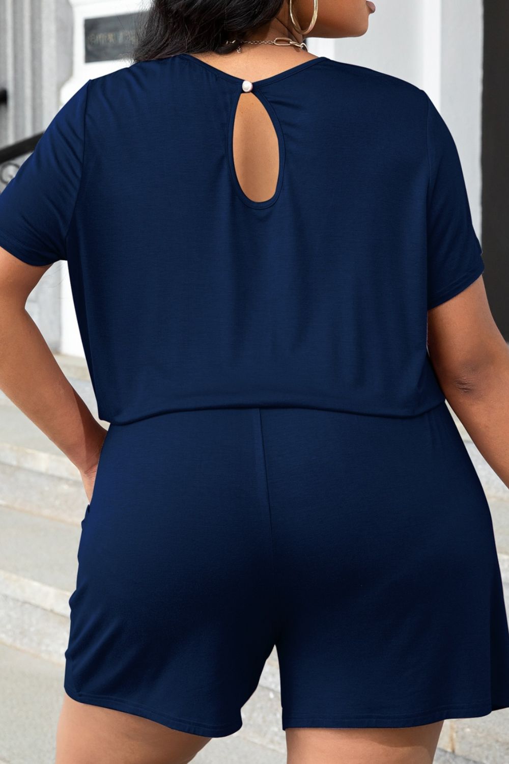 Gianna Plus Size Drawstring Waist Romper with Pockets