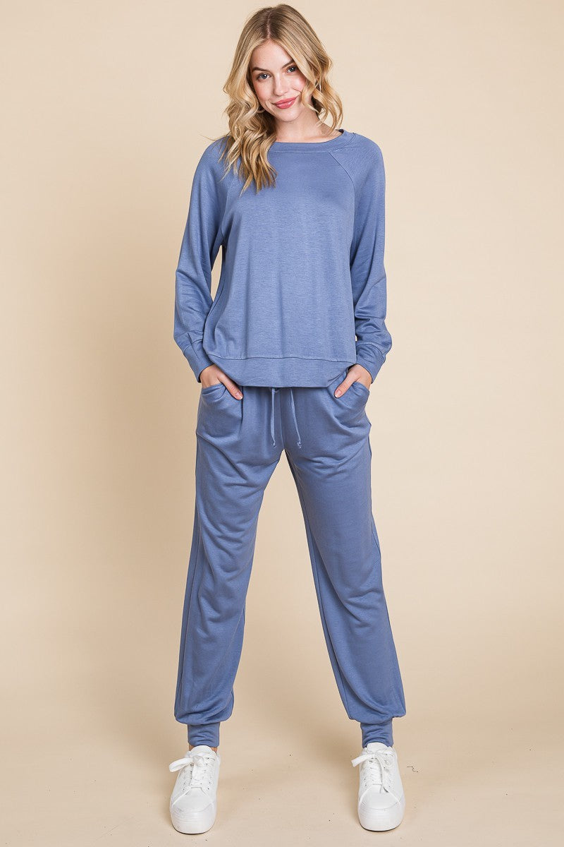 Marissa Raglan Sleeve Top and Pants Lounge Set