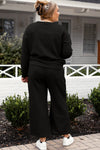Violet Textured Long Sleeve Top and Drawstring Pants Set