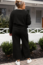 Violet Textured Long Sleeve Top and Drawstring Pants Set