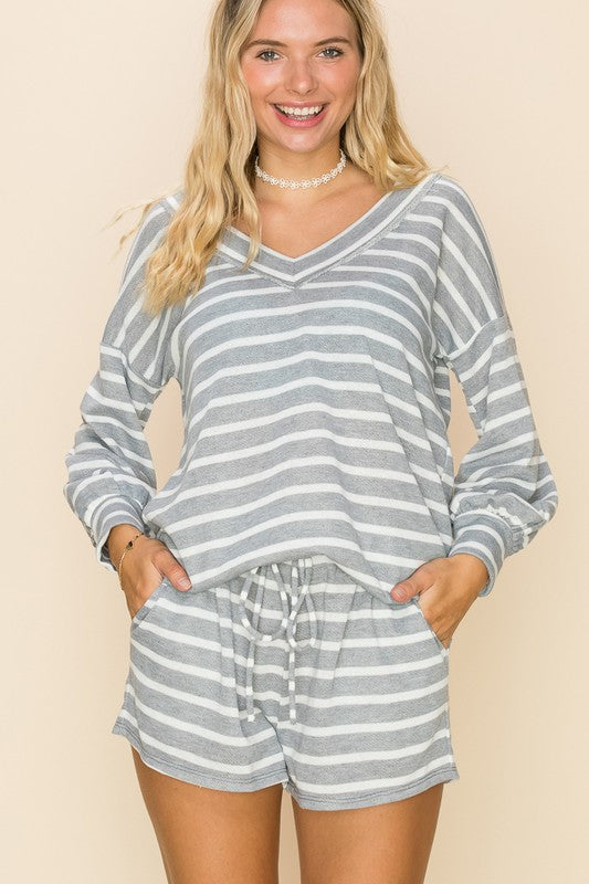 Hazy Stripes Long Sleeve Top