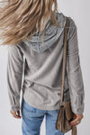 Lila Drawstring Button Up Hooded Jacket