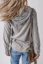 Lila Drawstring Button Up Hooded Jacket