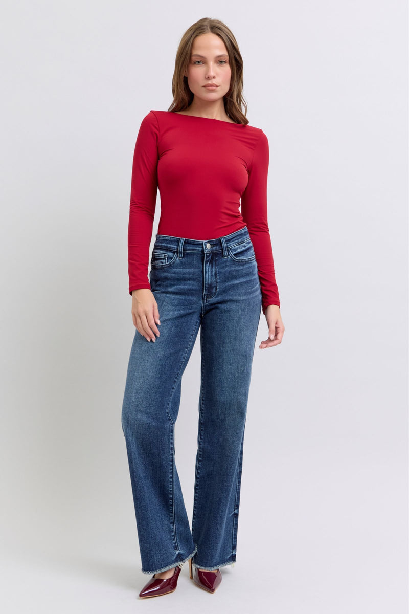 Paris Raw Hem Mid Rise Judy Blue Jeans