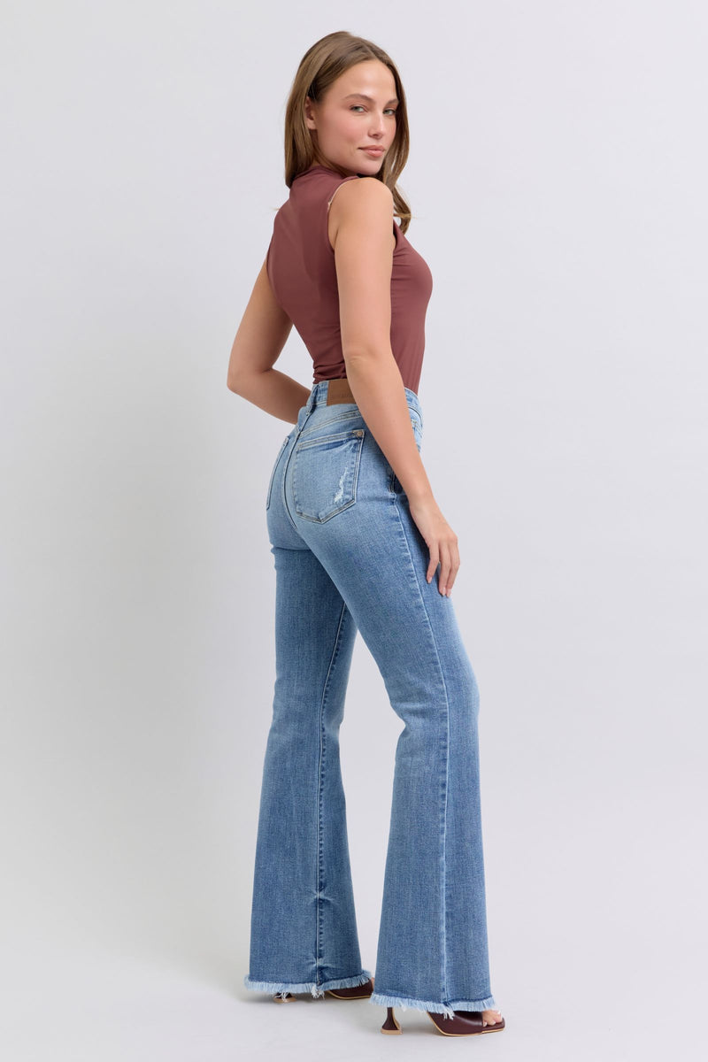 Delaney Raw Hem High Rise Bootcut Judy Blue Jeans