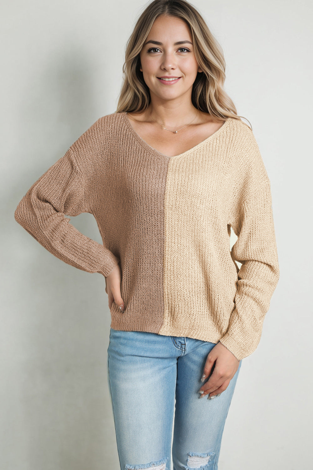 Sienna Contrast V-Neck Sweater