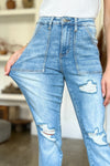 Zoey Distressed Straight Judy Blue Jeans with Patch Pockets