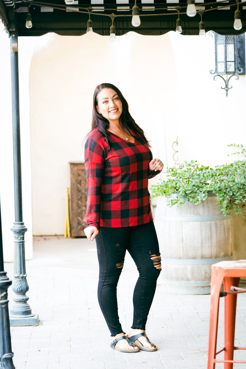 Mad About Plaid Pullover - Red