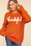 Thankful Metallic Glitter Embroidery Sweater