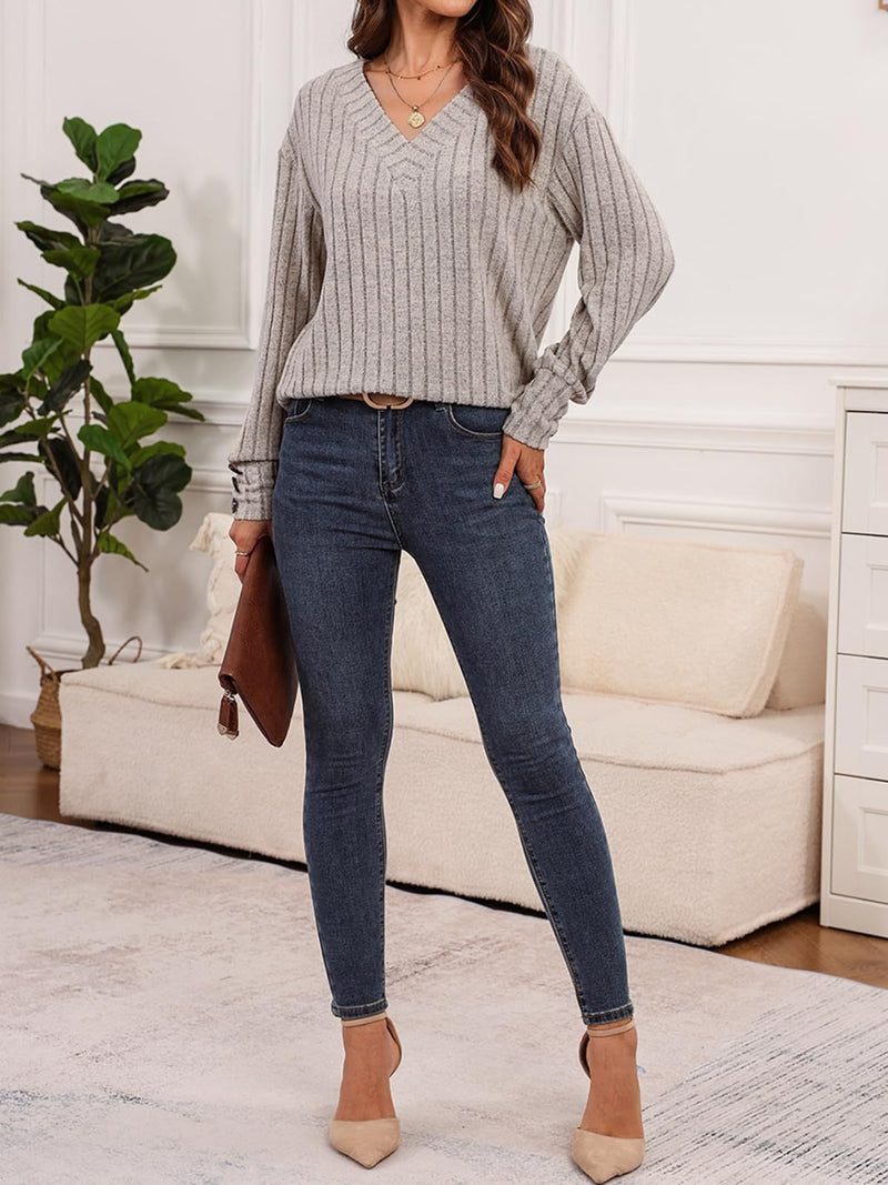 Haven Ribbed V-Neck Long Sleeve