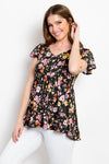 Paige Floral Short Sleeve Ruffled Top