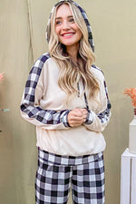 Avery Drawstring Hooded Top and Plaid Pants Lounge Set