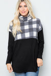 Larissa Pocketed Plaid Turtleneck Top