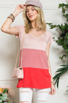 Heather Color Block Short Sleeve Top