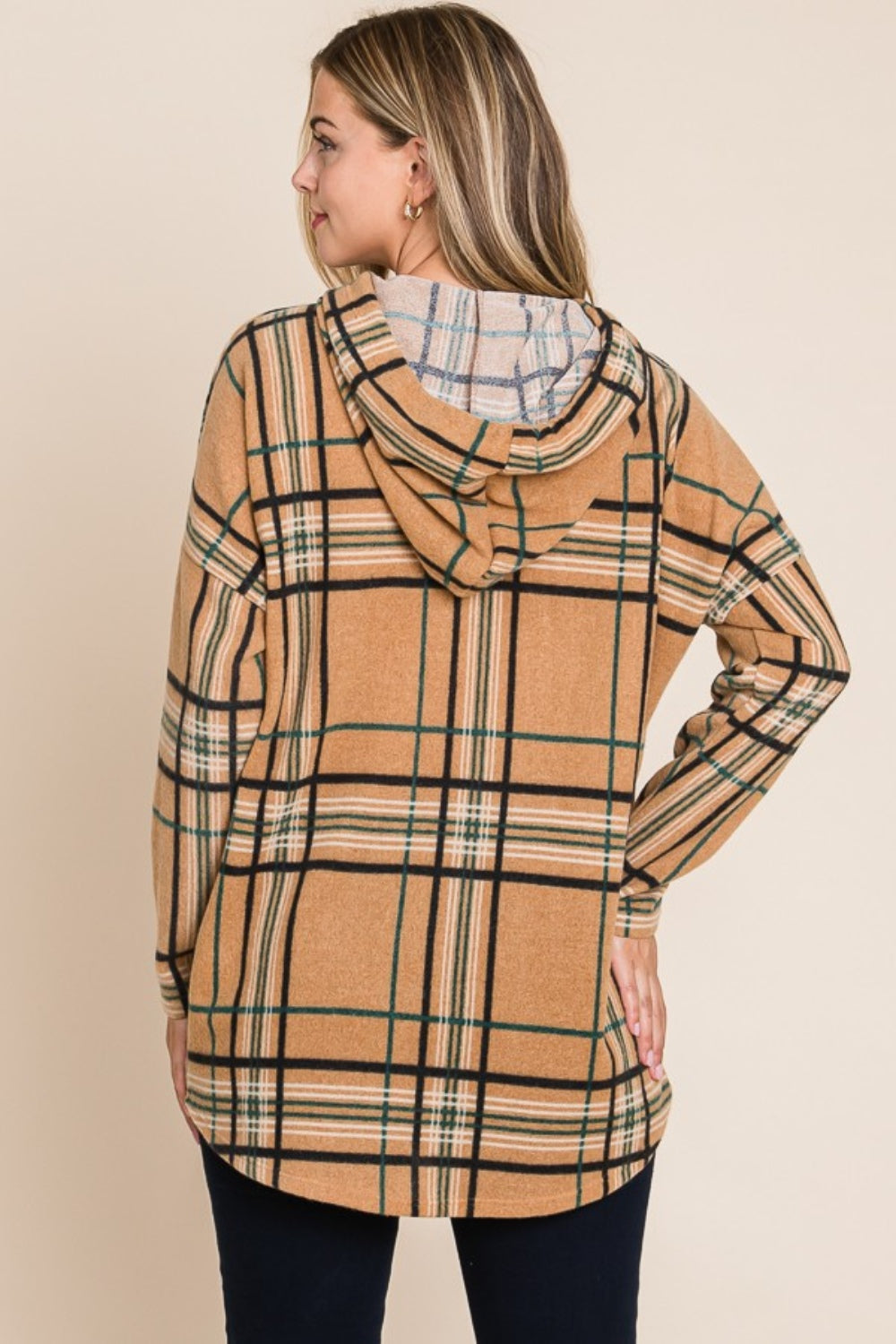 Riley Drawstring Plaid Hoodie