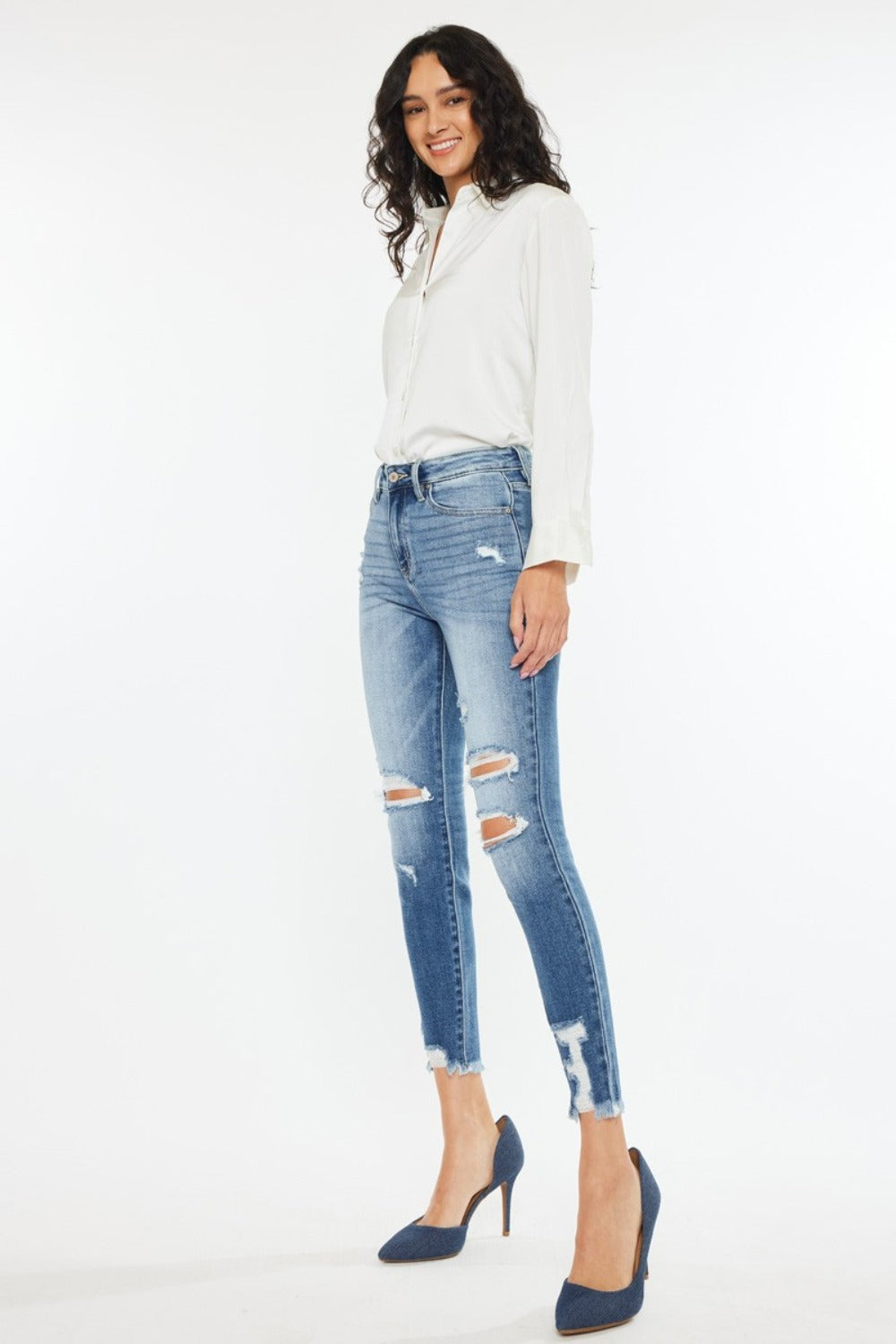 Kerri High Rise Frayed Ankle Skinny Kancan  Jeans