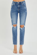 Braylee RISEN High Rise Knee Distressed Skinny Jeans