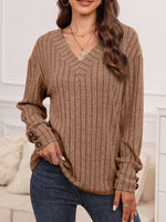 Haven Ribbed V-Neck Long Sleeve