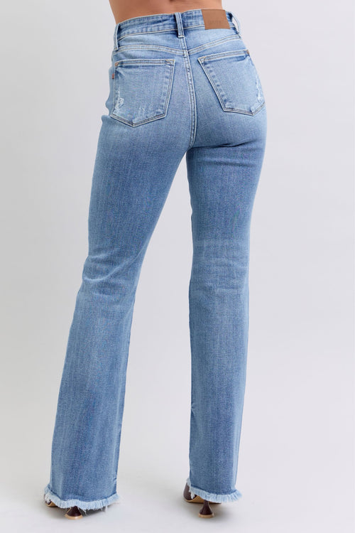 Delaney Raw Hem High Rise Bootcut Judy Blue Jeans