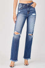 Penelope RISEN Raw Hem Distressed Straight Jeans