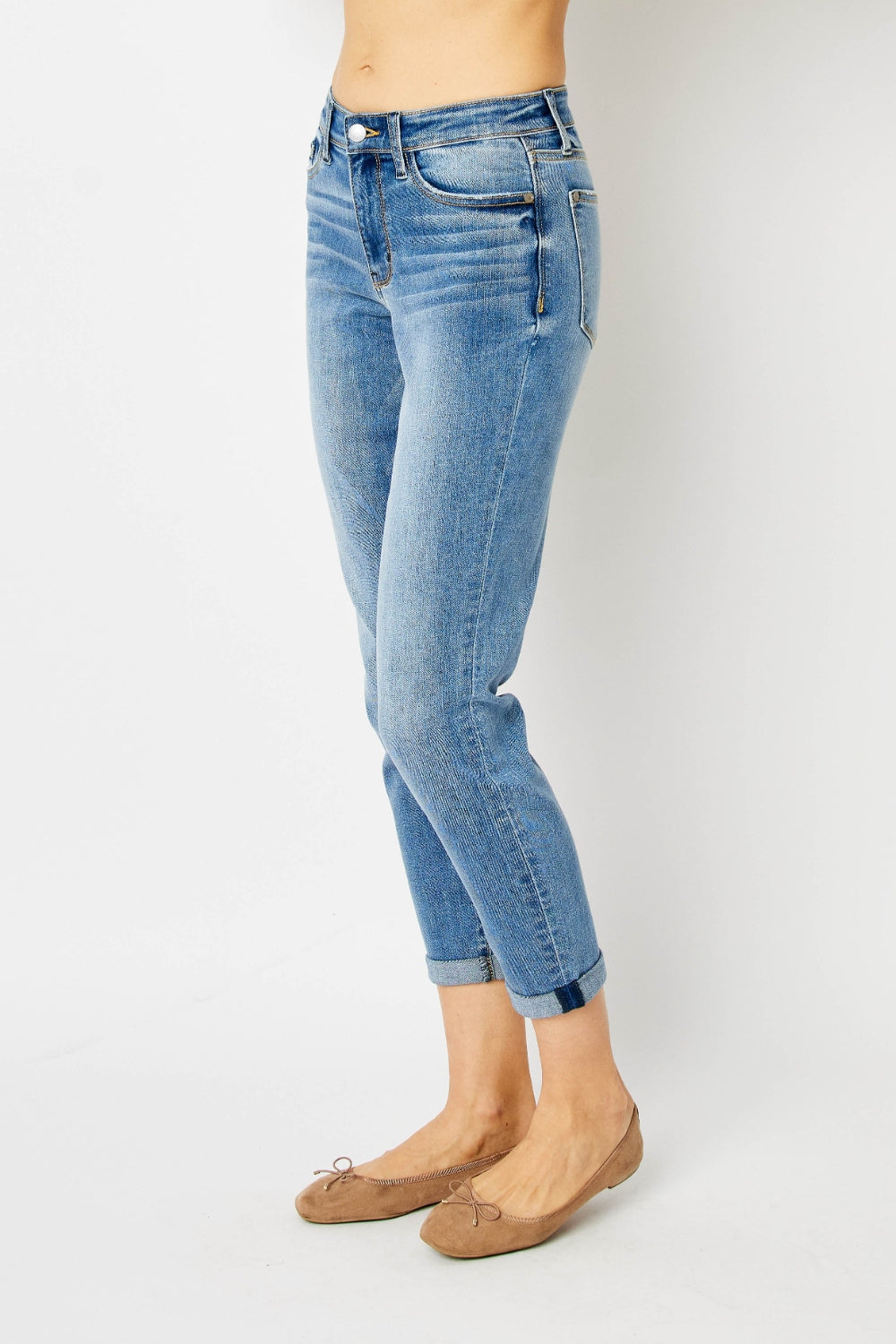 Sariah Judy Blue Cuffed Hem Slim Jeans